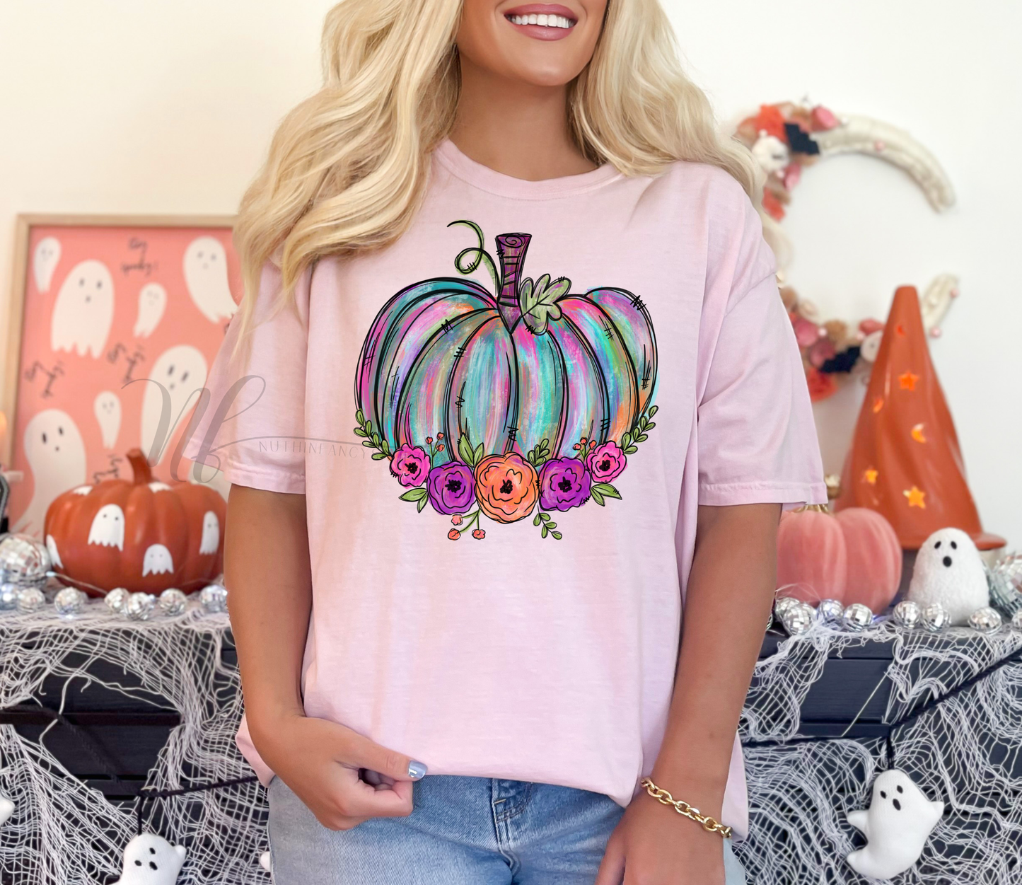 Watercolor Floral Pumpkin