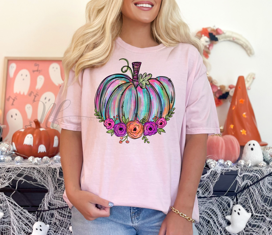 Watercolor Floral Pumpkin