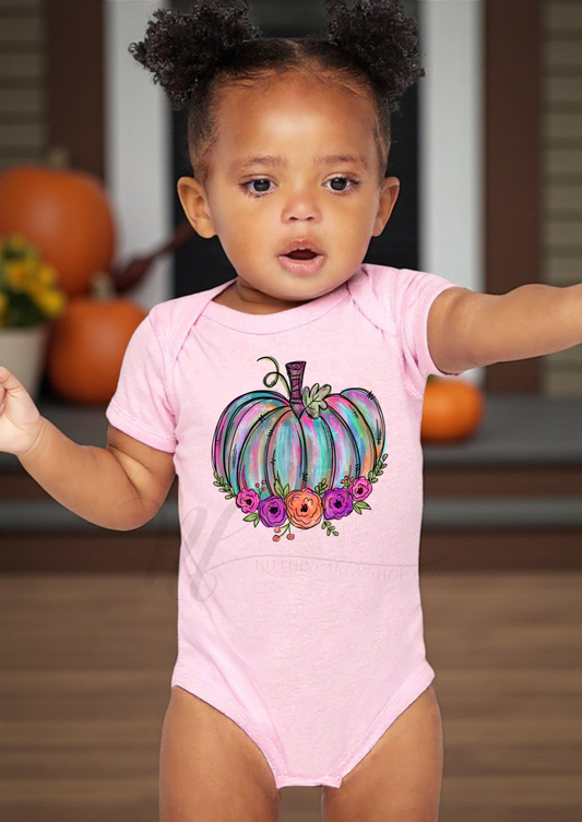 Watercolor Floral Pumpkin