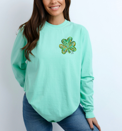 Watercolor Nuthin Fancy Shamrock Comfort Colors Mint
