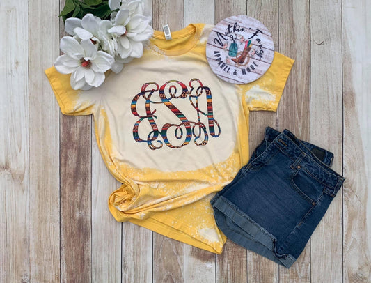 Bleached Yellow Serape Script Monogram