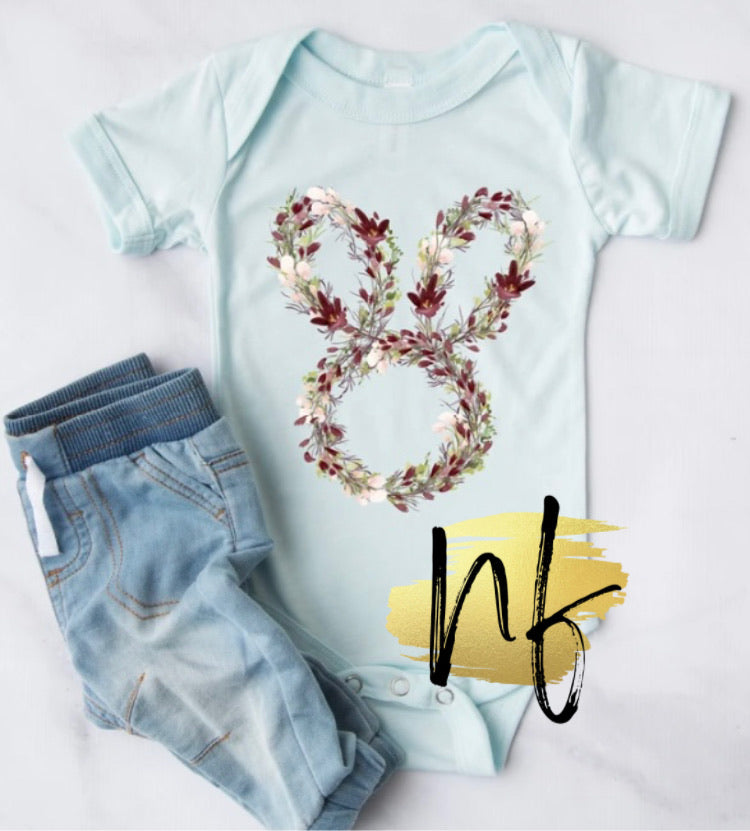Floral Bunny Outline