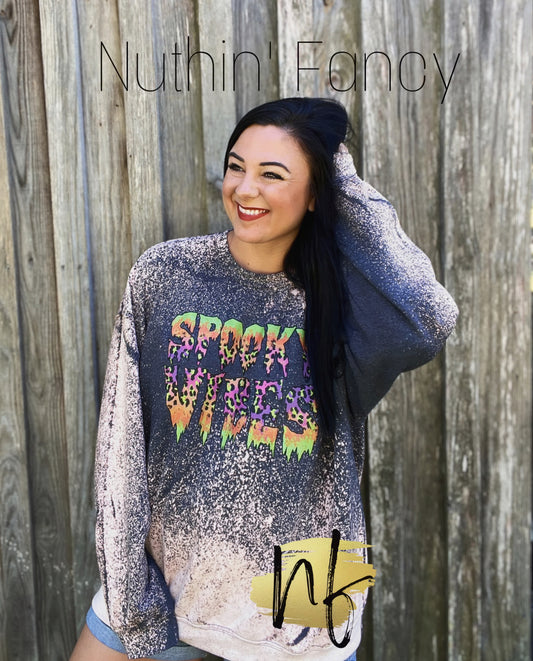 Spooky Vibes Bleached Sweatshirt