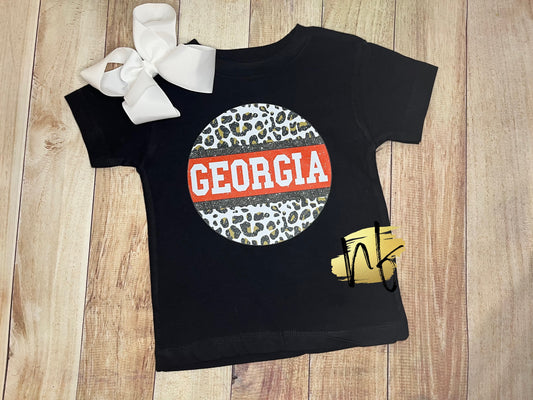 Circle Leopard Glitter State Tee