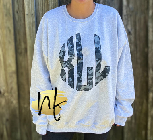 Grey Camo Monogram Sweatshirt