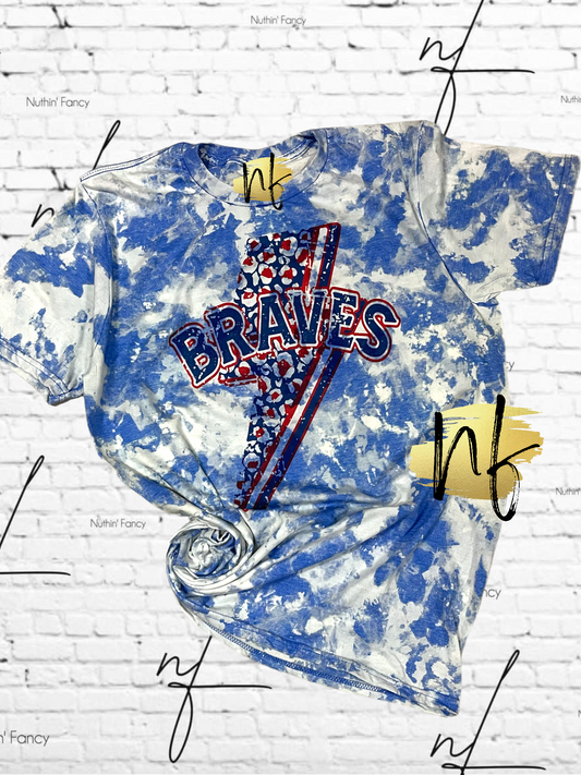 Acid Wash Baseball Red and Blue Leopard Bolt