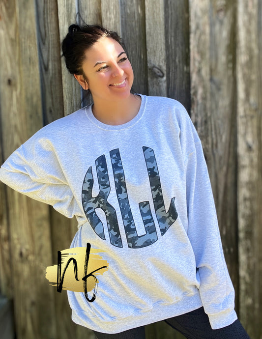 Grey Camo Monogram Sweatshirt