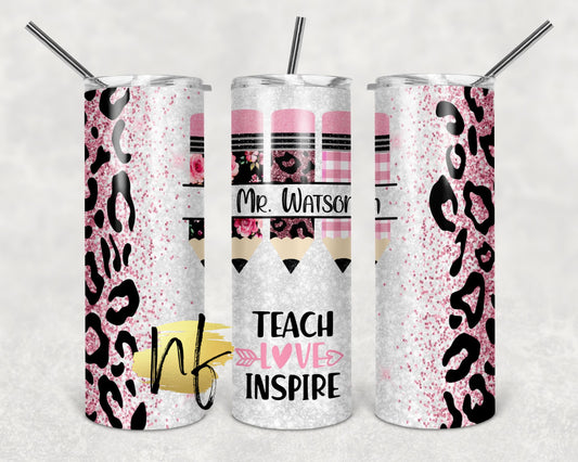 Teach Love Inspire Half Leopard Customized