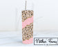 Gold Leopard and Pink Glitter 20oz Tumbler with Metal Straw