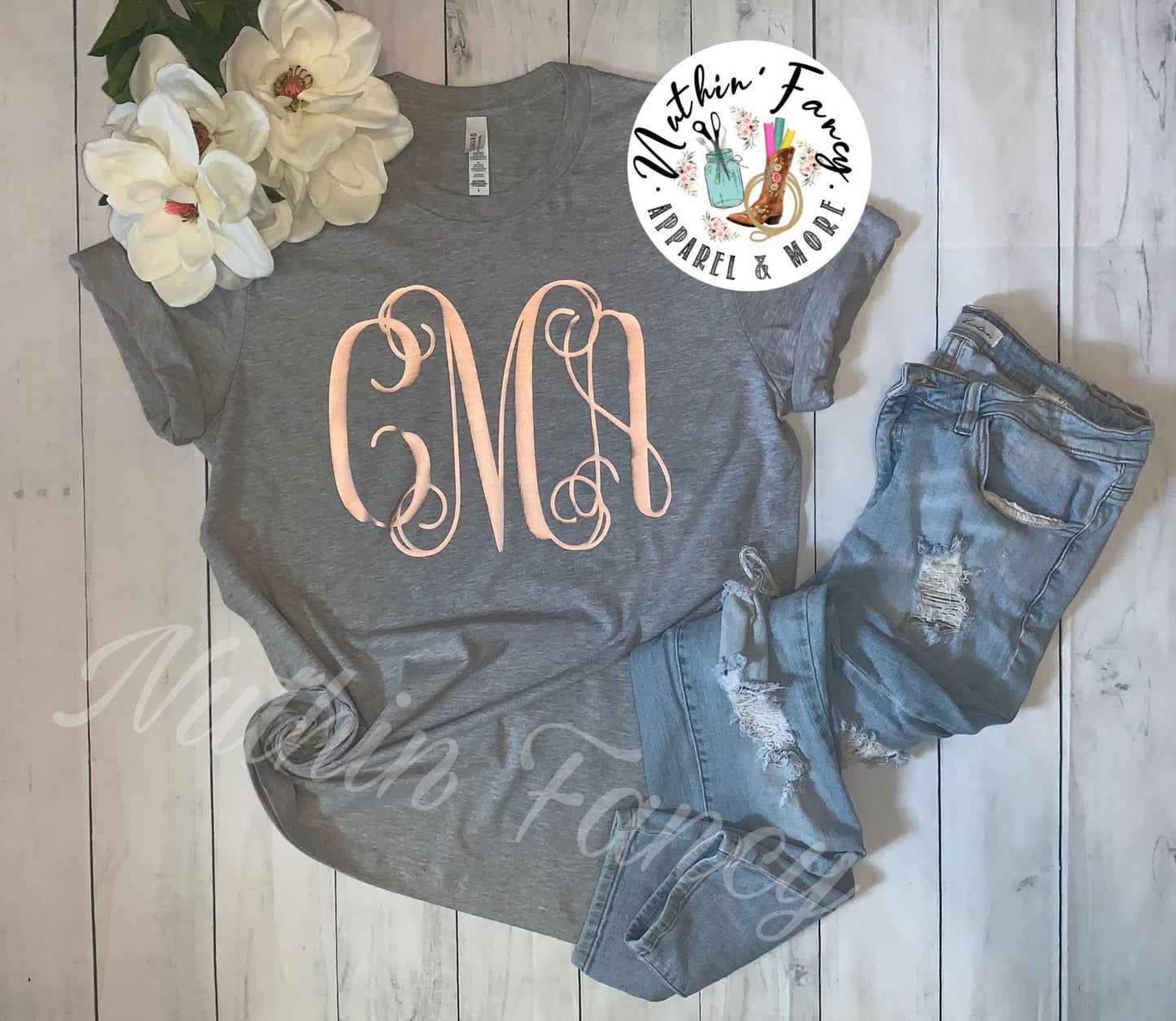 Rose Gold Monogram, Grey